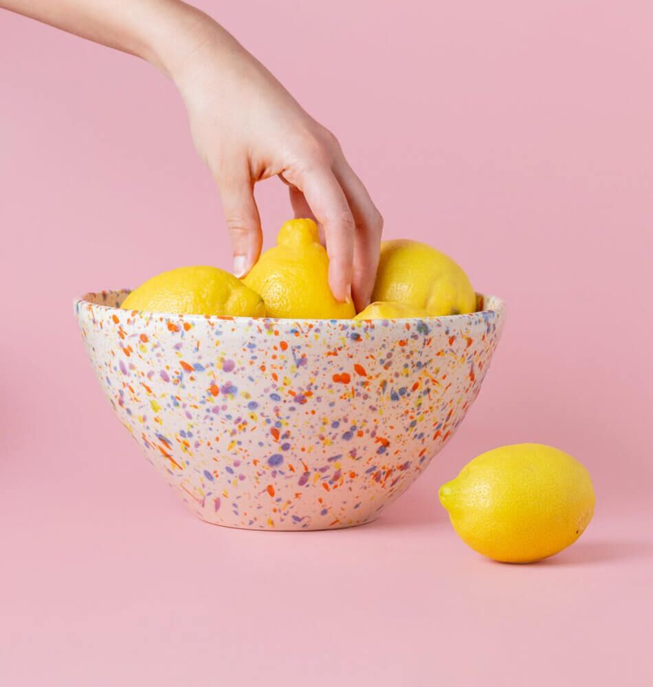Carnaval große Schale, Obstschale, Salatschüssel bunte Farbklekse ø21cm