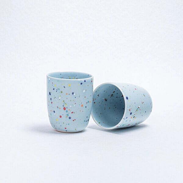 Party Cup Blue Becher ohne Henkel Keramikbecher Blau 250-330ml