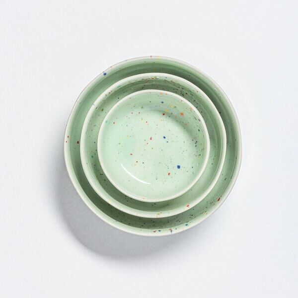 Party Green Trilogy Bowl Schüssel, Schale Set in Grün, 3x Keramikschalen 12cm-15cm-19cm
