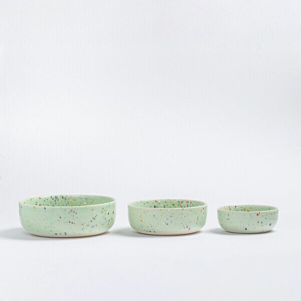 Party Green Trilogy Bowl Schüssel, Schale Set in Grün, 3x Keramikschalen 12cm-15cm-19cm – Bild 2