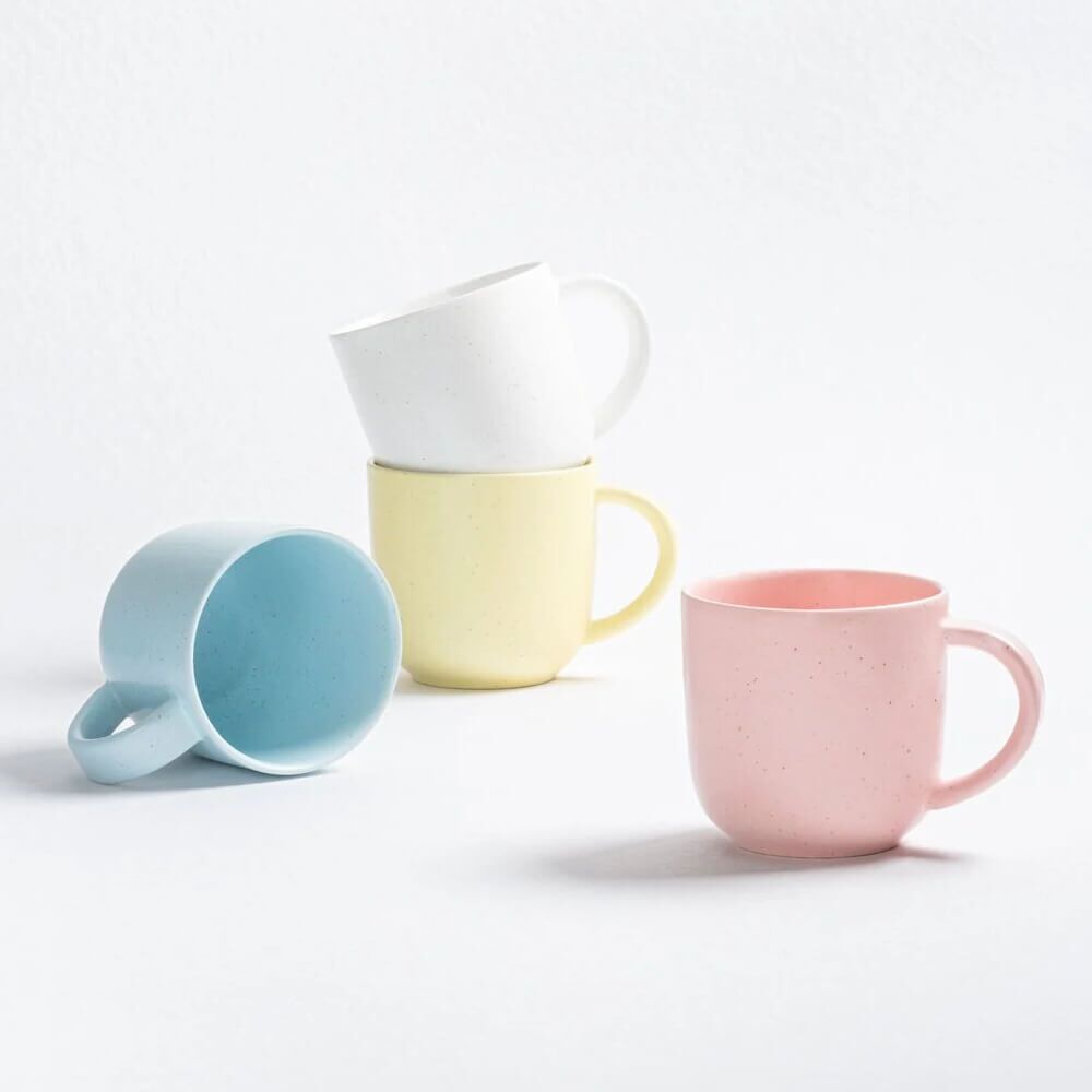 Pastel Color Mug Keramik Becher Set, Tassen mit Henkel Pastellfarben 400ml - 4 Stück